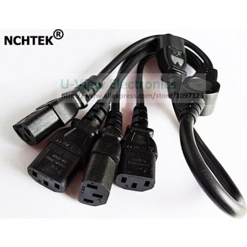 NCHTEK IEC 320 C14 Male to 4 x C13 Female Y Splitter Cord, 10A/250V, IEC Male to 4 Female Cable For UPS PDU/Free Shipping/1PCS