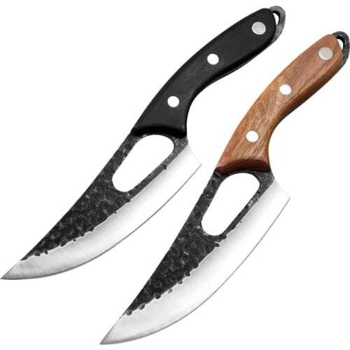 Hand Forged Boning Knife with Sheath Pocket Knife Sharpener High Carbon Steel Meat Cleaver Knife Multipurpose Chef Knives