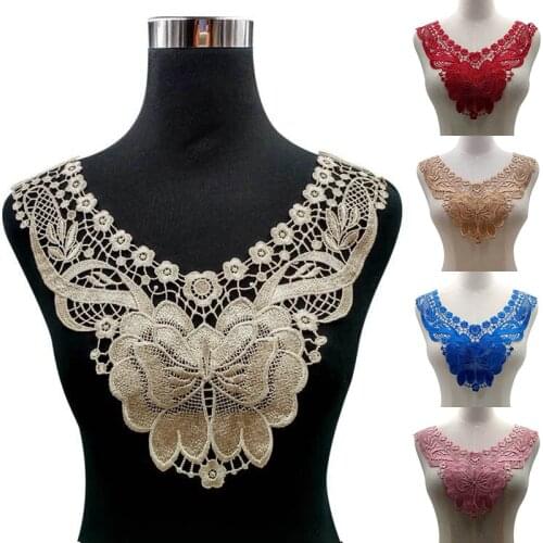1pc Lace Collar of 9 Style Beautiful Flower and Heart Venise Lace Applique Trim Lace Fabric Sewing Supplies Lace Neckline
