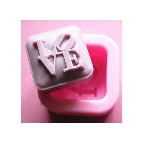 Square-shaped LOVE pattern Silicone cake mold / handmade soap mold / chocolate mold clay craft mould