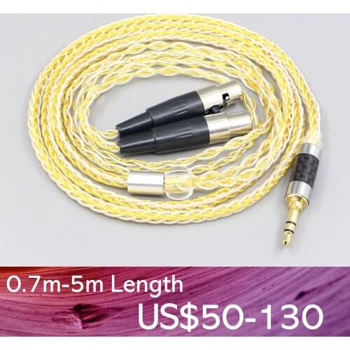 LN007330 8 Core Silver Gold Plated Earphone Cable For Monolith M1570 Over Ear Open Back Balanced Planar Headphone