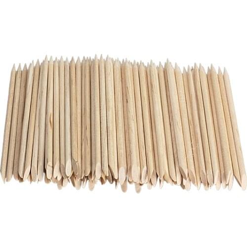 100X Nail Art Design Orange Wood Stick Cuticle Pusher Remover Manicure Care + Free Shipping