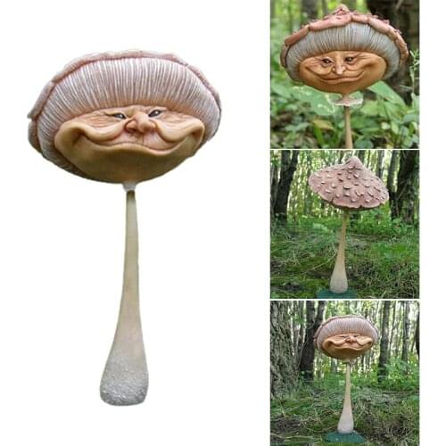 Miniature Happy Mushrooms Resin Statue With Old Women Face Garden Yard Lawn Decor Garden Ornaments Outdoor Large