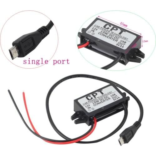 Newest Car Charger DC Converter Module 12V To 5V 3A 15W with Micro USB Cable High Quality Drop Shipping