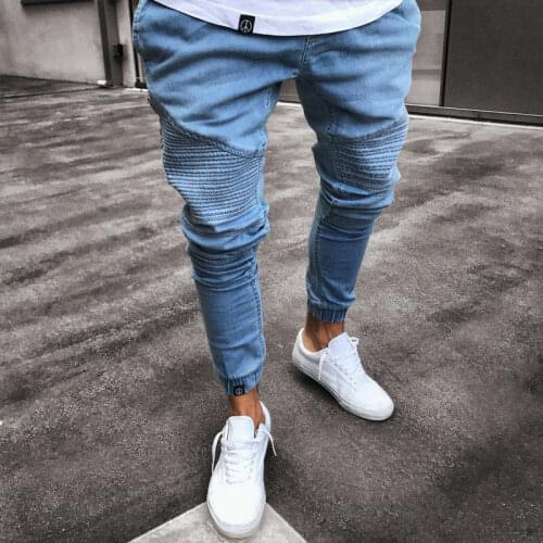 Mens Skinny Jeans Slim fit Stretch Denim Distress Frayed Jeans Pant Ripped XXZ