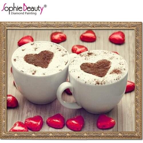 2018 Sophie Beauty 3d Diamond Embroidery Coffee Cup Needlework Mosaic Pictures Rhinestones Hobbies Crafts Accessories Art Kit