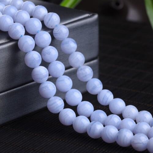 Genuine Natural Purple Agates Stone Beads 6/8/10mm Round Loose No Dyed Real Blue Lace Agates Beads For Jewelry Making DIY 15
