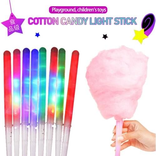 Non-disposable Food-grade Light Cotton Candy Cones Colorful Glowing Luminous Marshmallow Sticks Flashing Key Christmas Party #Y