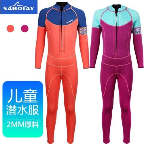 2MM Neoprene Wetsuit Kids Long Sleeve Swimsuit Warm Childrens One-piece Diving Suit for Boys Girls Snorkeling Clothes