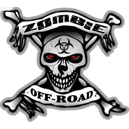 Personality Car Sticker ZOMBIE Off- Road Skull Bone Bio Hazard Motorcycle Accessories Decals Cover Scratch,16cm*14cm