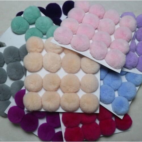 20 pcs/lot DIY 8cm Real Rex Rabbit Fur Ball pompom for keychains bags hats and scarf pom pom Wholesale Colors Support Mixed