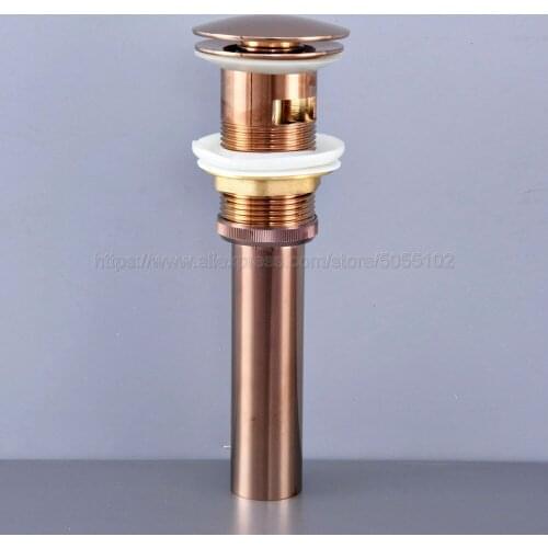 Rose Gold Brass Drain Bath Basin Overflow Hole Sink Tap Push Button Pop up Waste Plug Slotted Kitchen Sinks Drains zsd075