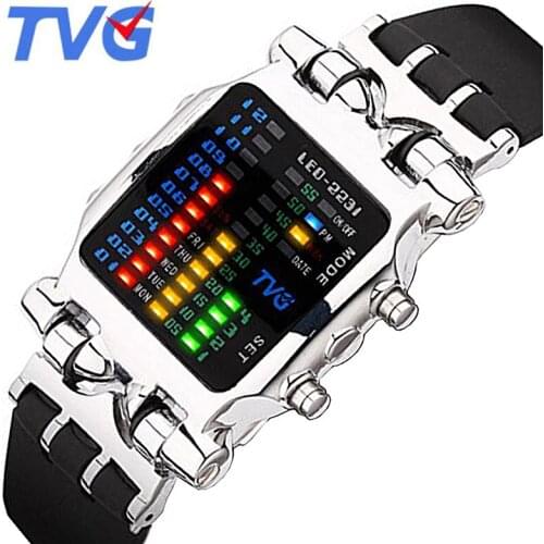 TVG Men Watches Fashion Sports Silicone Strap Led Digital Watch Mens Watches Top Brand Luxury Men Clock Relogio Masculino