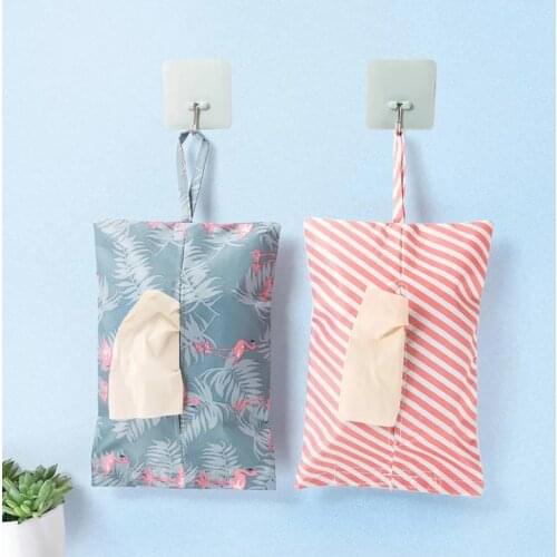 Waterproof Paper Towel Hanging Bag Pumping Paper Bag Home Decoration Products Cotton And Linen Pumping Box Car Tissue Box ins