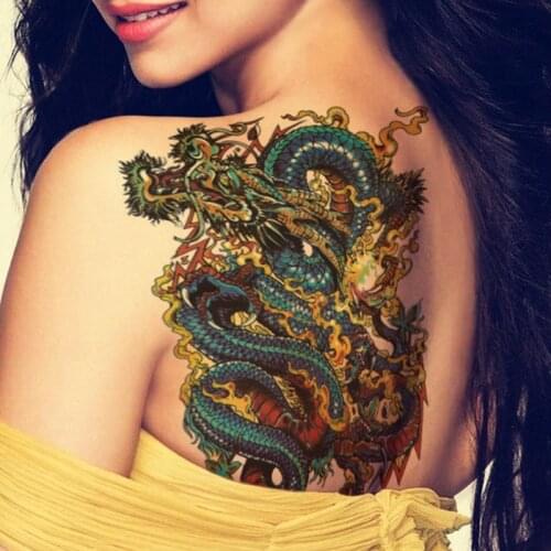 Waterproof Temporary Tattoo Sticker big arm 22*15cm gold dragon tatto stickers flash tatoo fake tattoos tatouage tatuajes