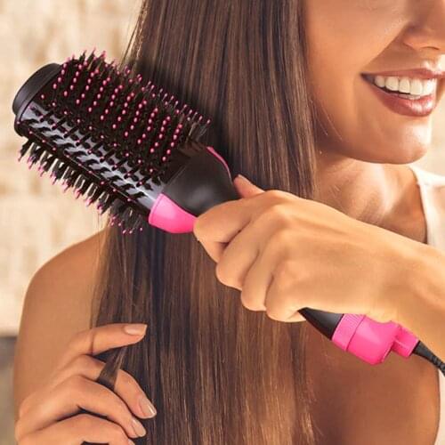 Negative Ion Volumizer Hair Straightener Hair Dryer for All Hair Type Hot Air Brush Style Curler Comb Roller Blow Dryer Brush