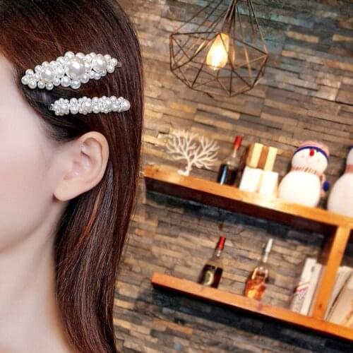 Women Handmade Beaded Imitation Pearl Flower Hairpin Hair Clips Luxury Crystal Rhinestone for Girls Hairpin Styling Accessories