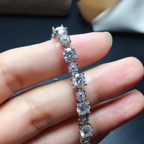 Luxury moissanite gemstone bracelet women jewelry 925 sterling silver jewelry birthday gift gem shiny better than diamond