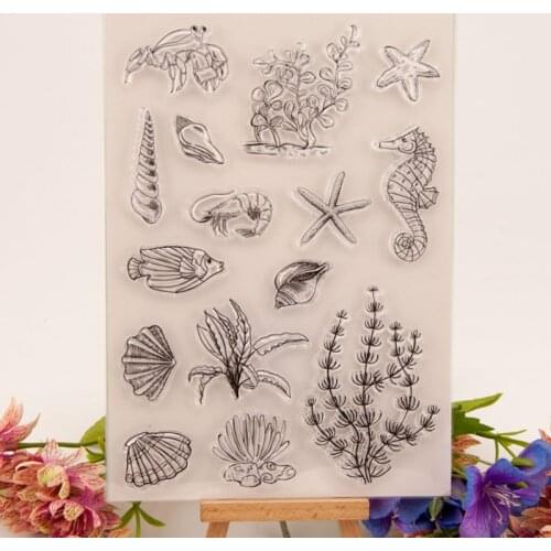 1pc Seahorse Conch Silicone Clear Seal Stamp DIY Scrapbook Diary Coloring Embossing Album Decor Rubber Stamp Handmade Reusable