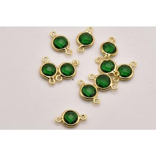 10 Pcs/Lot 12mm*7mm Natural Emerald Color Double Pendant Natural Stone Jade Making For Diy Jewelry Necklace Pendants JA0478