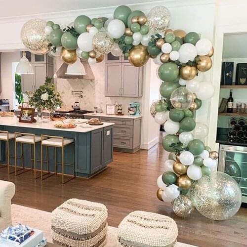 119pcs Olive Green Balloon Garland Arch Kit Retro Color Balloon Set Wedding Birthday Party Decorations Baby Shower Helium Globos
