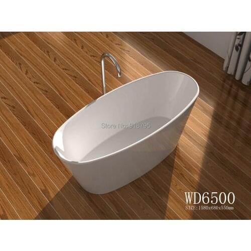 1580x680x550mm Solid Surface Stone CUPC Approval Bathtub Oval Freestanding Corian Matt white Finishing Tub RS6500