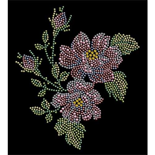 2pc/lot Flower Bling hot fix rhinestone motif iron on transfers motif hot fix iron on iron on patches for shirt