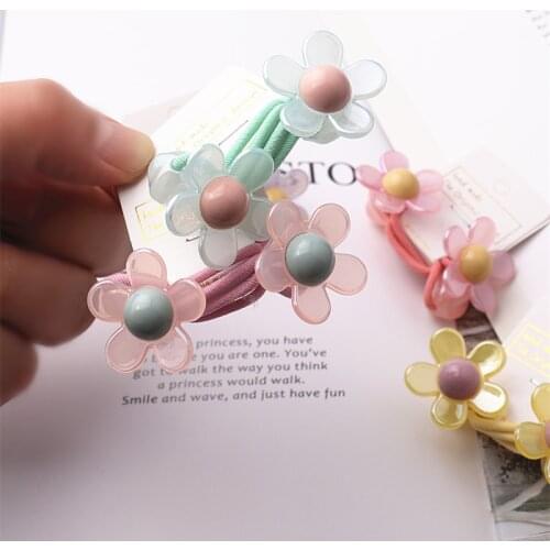2pcs/lot Flower Hair Ring Network Celebrity Small Fresh Color Hair Rope Simple Tie Ponytail Rubber Band Decoration Girl
