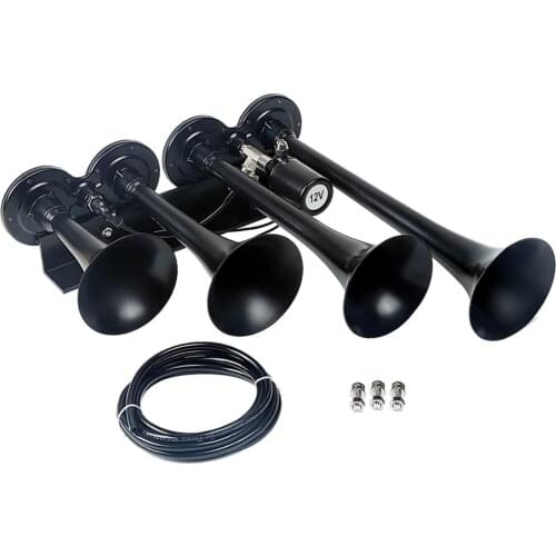 2V/24V 150db Super Loud Four Trumpet Train Air Horn Single Row For Cars