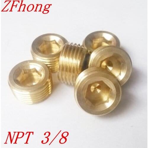 20pcs/lot NPT 3/8 Hex Socket brass Pipe Plug For Sealing Installing Water Gas Oil Ends Of Pipe/Tube