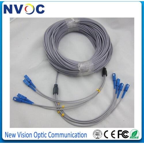 25M 4Core MM 50/125,4.0mm,PVC Jacket,SC/UPC-SC/UPC Armoured Fiber Jumper,SC UPC Armored Rodent Outdoor Fiber Optic Patch Cord