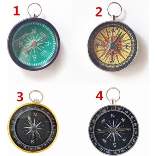 4 Styles Pocket Portable Compass Newest Hiking Outdoor Navigation Metal Keychain Guiding Tool