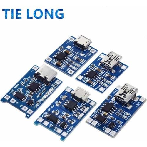 5pcs Micro/Type-c USB 5V 1A 18650 TP4056 Lithium Battery Charger Module Charging Board With Protection Dual Functions 1A Li-ion