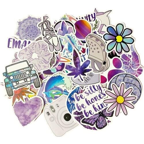 50PCS Cartoon Purple INS Style Vsco Girl Stickers For Laptop Moto Skateboard Luggage Refrigerator Notebook Laptop Toy Sticker F5