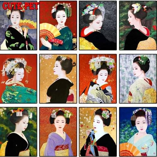 5D DIY Diamond Painting Japanese geisha woman oiran cross stitch full square diamond mosaic embroidery rhinestone decor salon