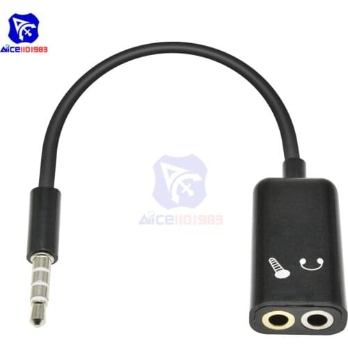 Diymore 3.5mm Earphone Audio Plug Male to 2 Female Socket Splitter Audio Stereo AUX Adapter Connector with Mic