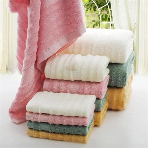 Bamboo Fiber Solid Cotton Towel Wave Pattern Water Absorbent Bath Towel Bathroom Supplies Multi Colors Optional