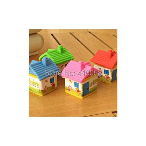 Freeshipping lovely kawayi small house eraser/ cute children teaching eraser/fantastic school mini eraser MOQ 24 pieces/lot