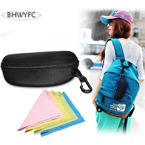BHWYFC Black Glasses Case Box Zipper Eye Glasses Sunglasses Hard Case Cover Bag Storage Box Portable Protector