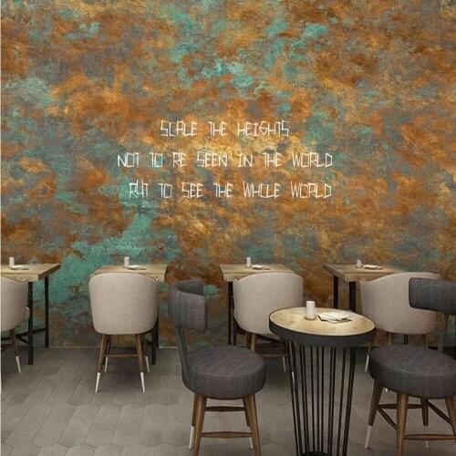 Milofi custom large 3D wallpaper mural retro nostalgic rust iron English alphabet cafe mural background wall decoration wallpape