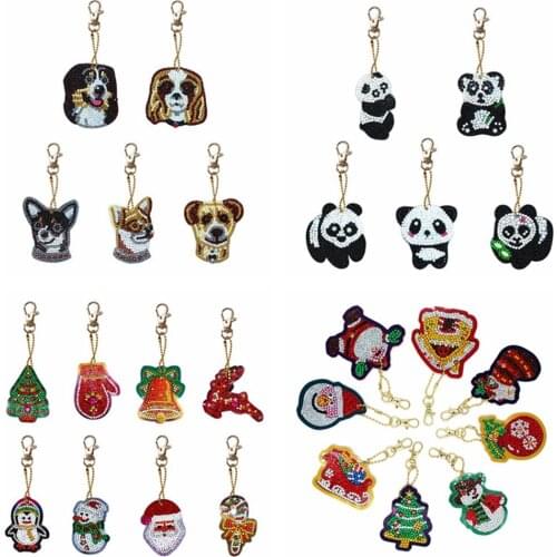 5D DIY Diamond Painting Keychain Rhinestone Embroidery Pendant DIY Craft Diamond Painting Cross Stitch KeyChain Accessories