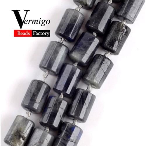 11x15mm Natural Mineral Gem Cylinde Shape Labradorite Stone Beads Faceted Spacer Beads For Jewelry Making DIY Bracelets 15"inch