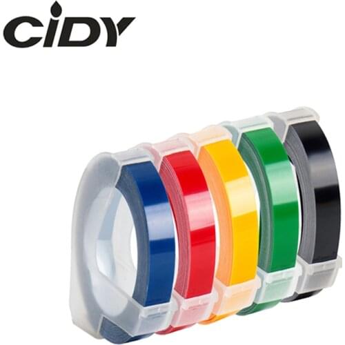 CIDY 5Pcs 6mm*3m Compatible Mixed Color DYMO 3D Plastic Labels for Embossing Label Makers for DYMO 1610/12965/1880 Motex e101