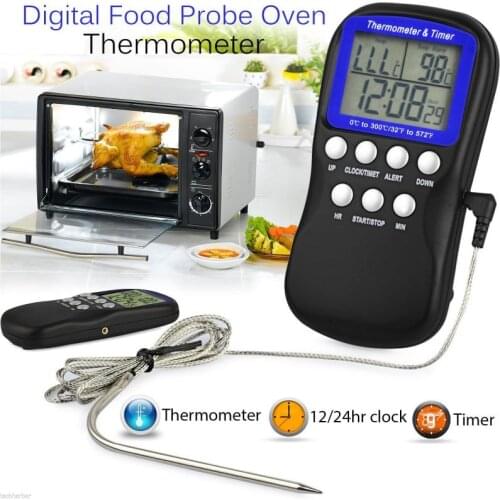 Digital Oven Thermometer with Probe High and Low Temperature Alarm Function Candy Baking Cooking Meat Thermometer