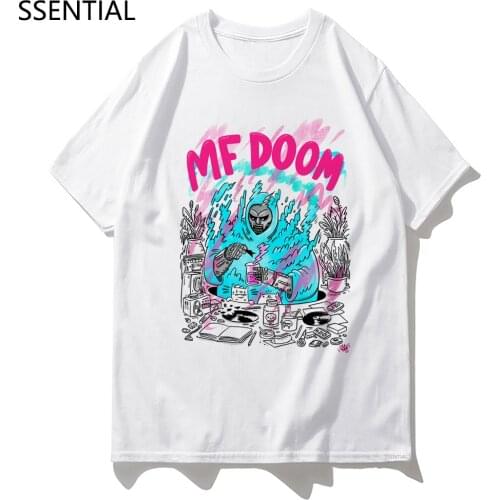Mf Doom T Shirt New Summer Fashion Men Casual White O-Neck Doom Cum T-Shirt Male Harajuku Kawaii Cotton Tshirt Tees Shirts Tops