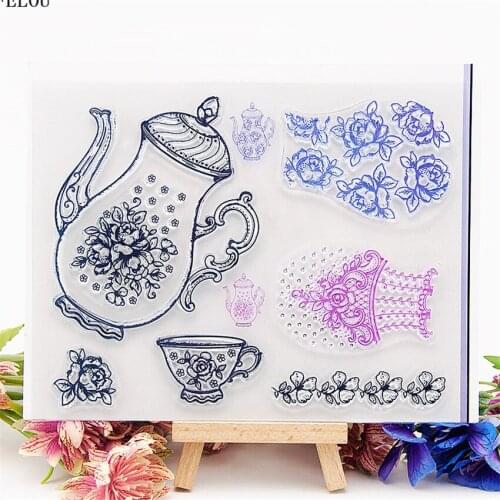 Refined Tea Pot Transparent Silicone Rubber Clear Stamps Cartoon For Scrapbooking/DIY Easter Wedding Album