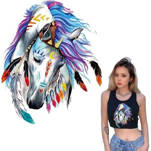 Unicorn Picture Patch Heat Iron On Transfer Thermal Stickers Stripes On Clothes Horse Patch Iron Vinyl Thermo Applique Stripe