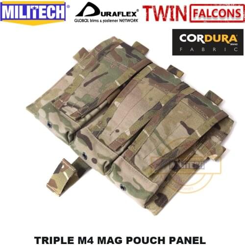 MILITECH TWINFALCONS TW Delustered Cordura Detachable Flap Triple M4 Mag Pouches Panel For AVS CPC JPC 2.0 FCSK 2.0 Drain Loop