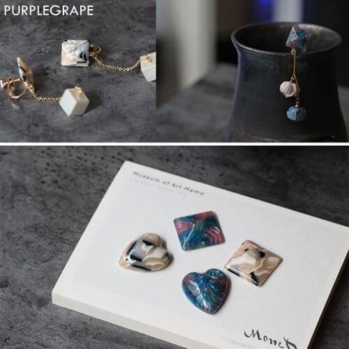 Minimalist thickening version of acetic acid material cutting surface square love jewelry DIY earrings accessories 4pcs