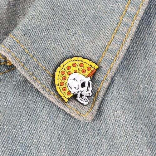 Fashion European and American New Products Summer Creative Punk Style Pizza Alloy Drop Oil Brooch Shirt High-grade Pin Badge